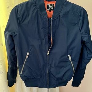 Aritzia TNA Navy Blue Bomber Padded Jacket